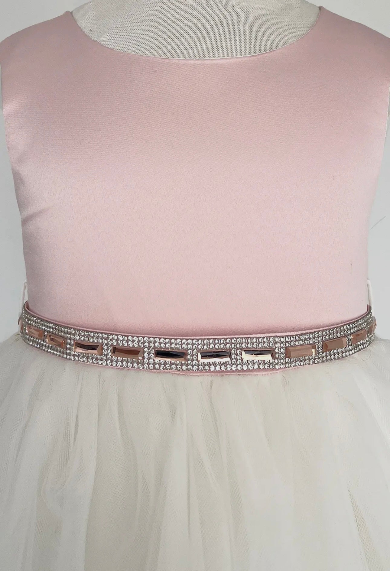 Kids Dream Pink & Rose Gold rhinestone satin & tulle dress