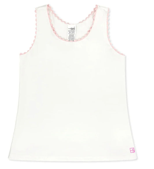 Set Fashions Riley Tank Pure Coconut, Cotton Candy Pink Ric Rac