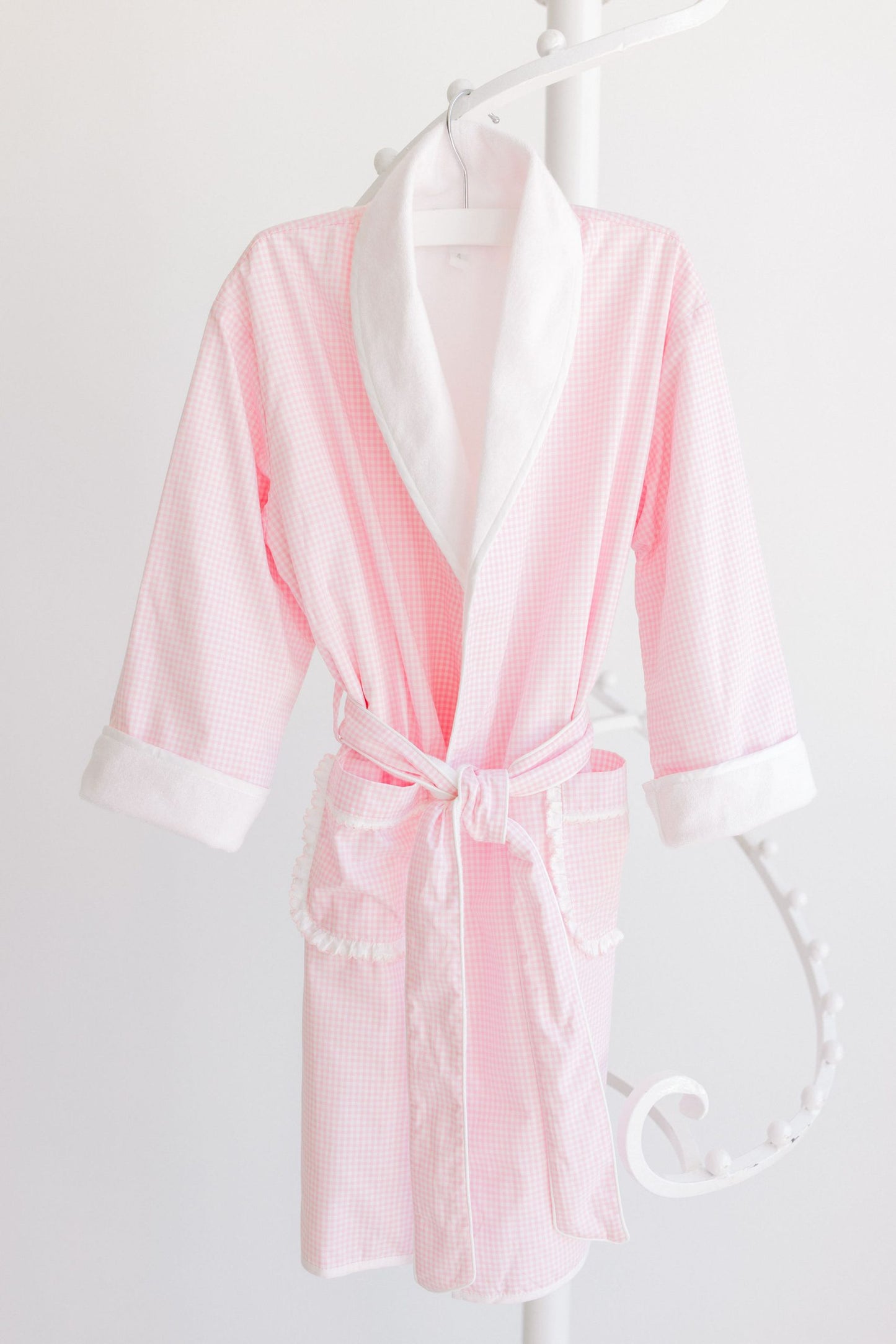 Terry Tots Bathrobe- Pink Gingham