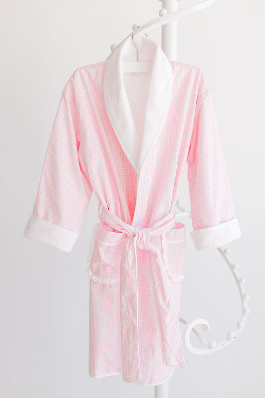 Terry Tots Bathrobe- Pink Gingham