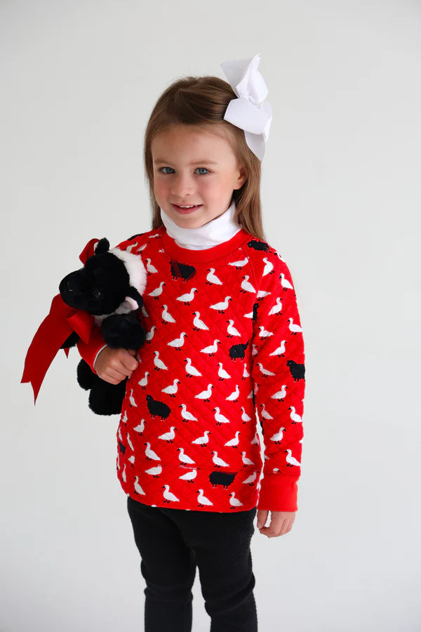 The Beaufort Bonnet Company Cassidy Comfy Crewneck- Quilted, Baa Baa Black Sheep