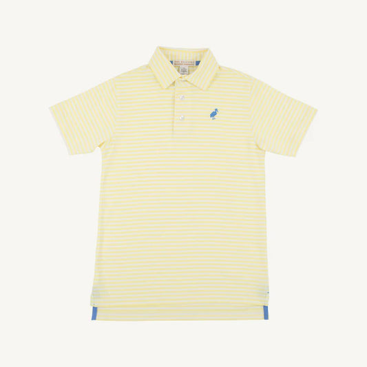 The Beaufort Bonnet Company Prim and Proper Polo, Lake Worth Yellow, Barbados Blue Stork