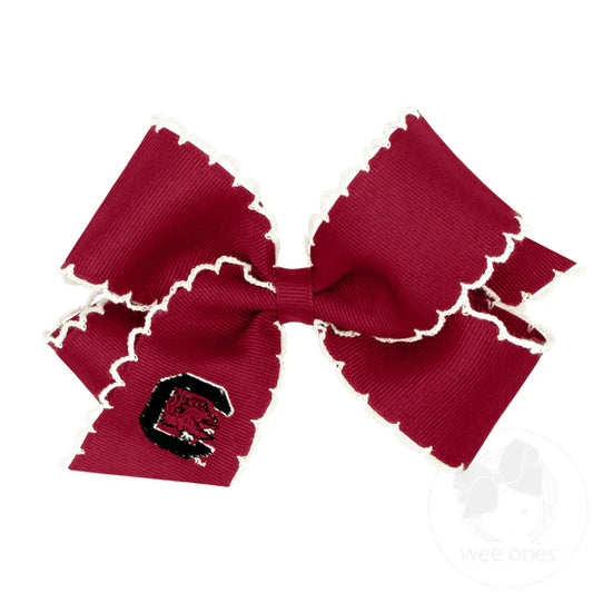 Wee Ones Med Embroidered Moonstitch Gamecock Bow