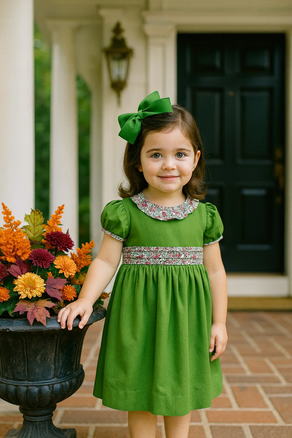 Marco & Lizzy Classic Green Corduroy Dress, Janelle Collection