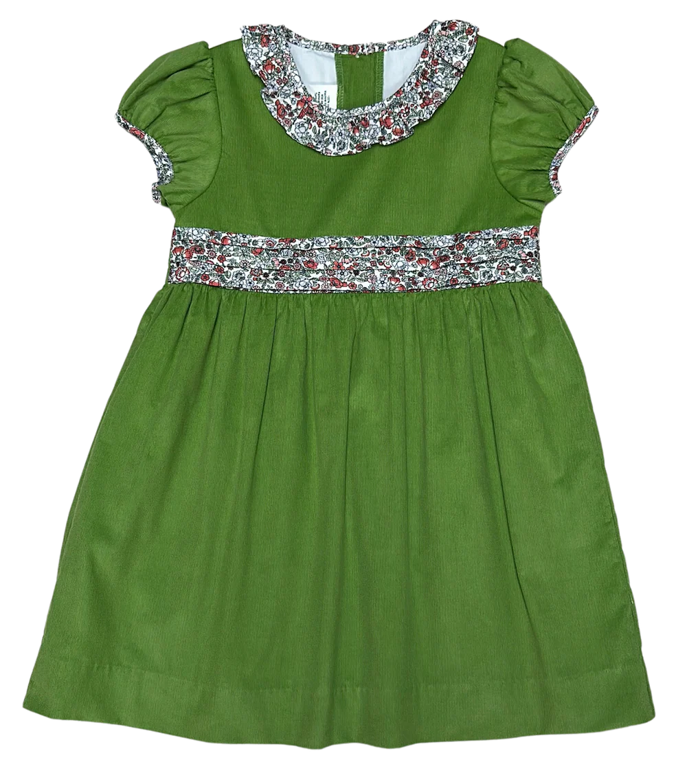 Marco & Lizzy Classic Green Corduroy Dress, Janelle Collection