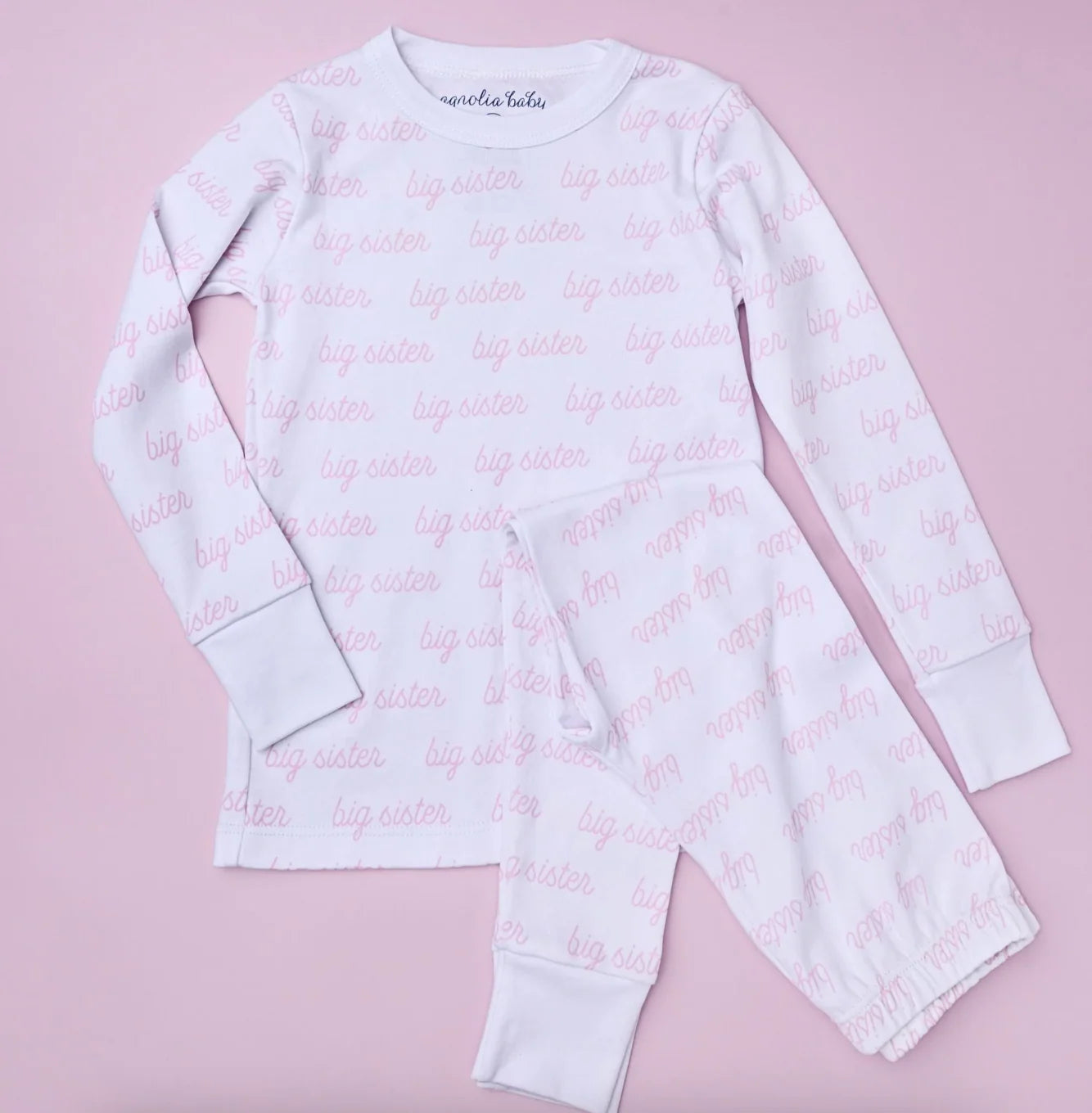 Magnolia baby Big Sister Print Long Sleeve Pajamas