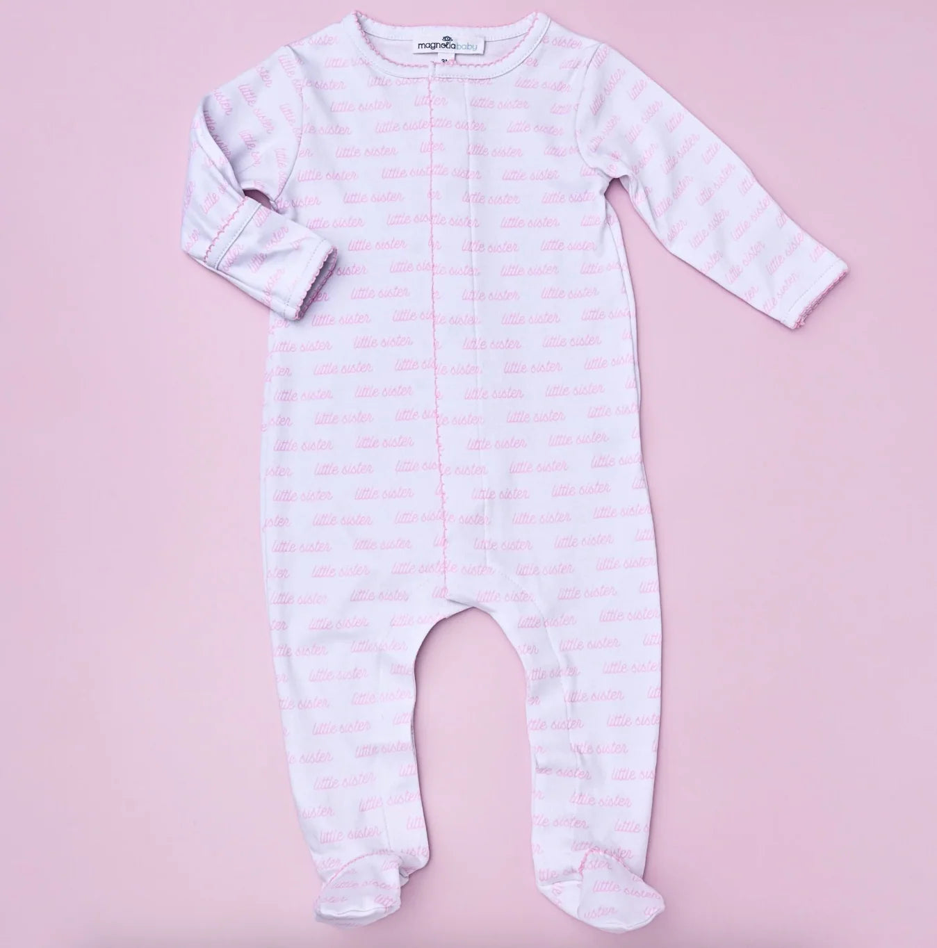 Magnolia baby Little Sister print Zip Footie