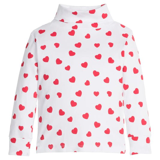 Little English Printed Turtleneck Red Hearts