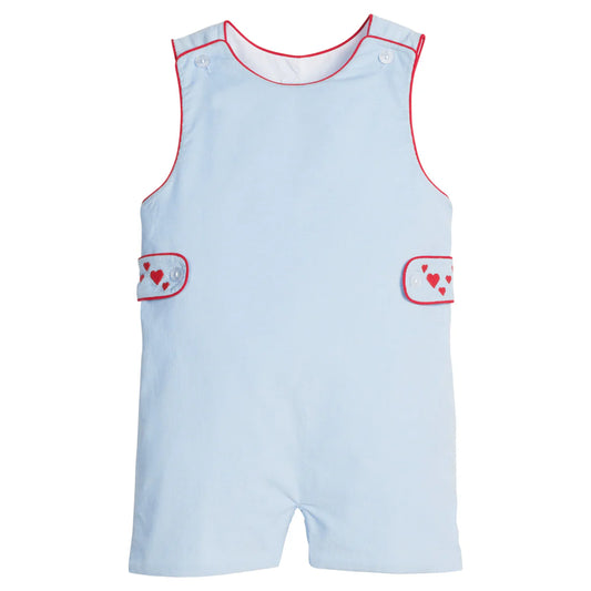 Little English Reversible Button Tab John John-Blue Hearts