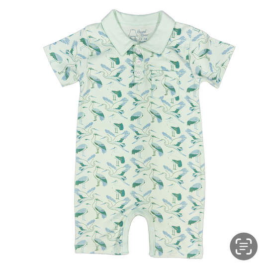 Heyward House Stork Study Collared Playtime Romper