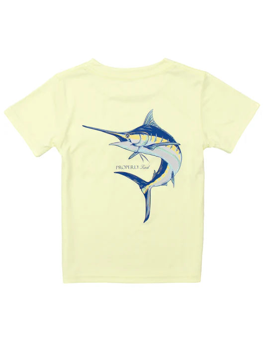 Properly Tied Boys Performance Tee SS Blue Marlin Light Yellow