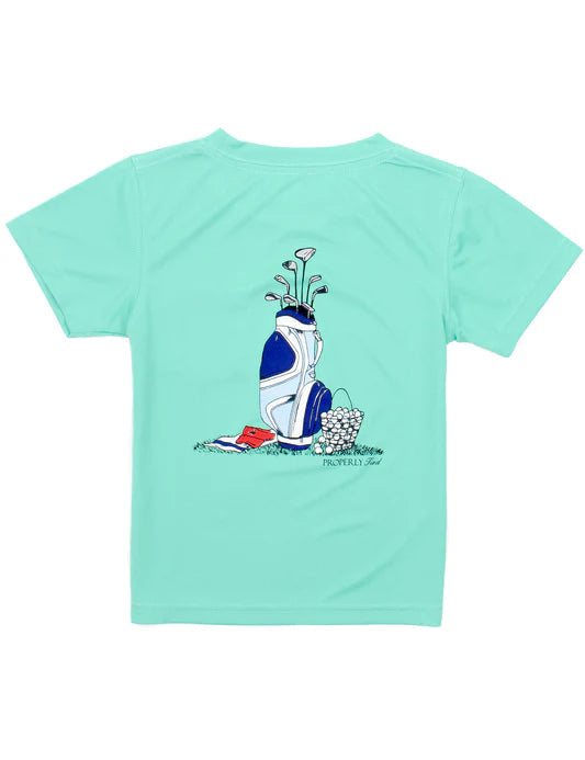 Properly Tied Boys Performance Tee SS Golf Clubs Soft Green