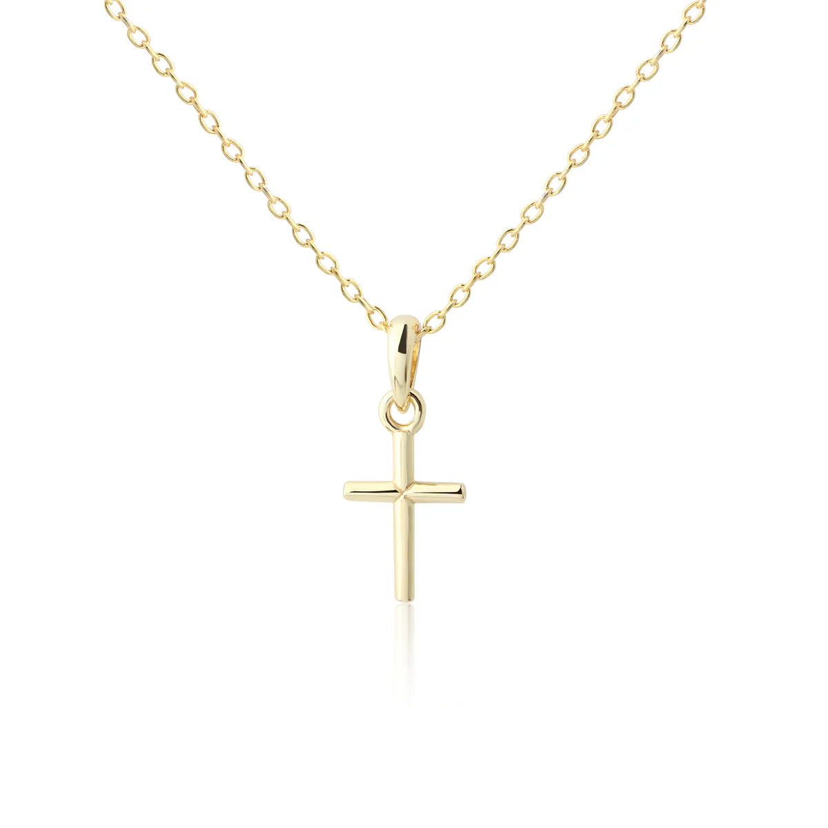 CM 14k gold plated cross necklace baptism communion 16-18 inch