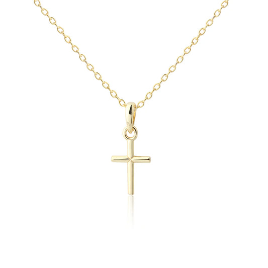 CM 14k gold plated cross necklace baptism communion 16-18 inch