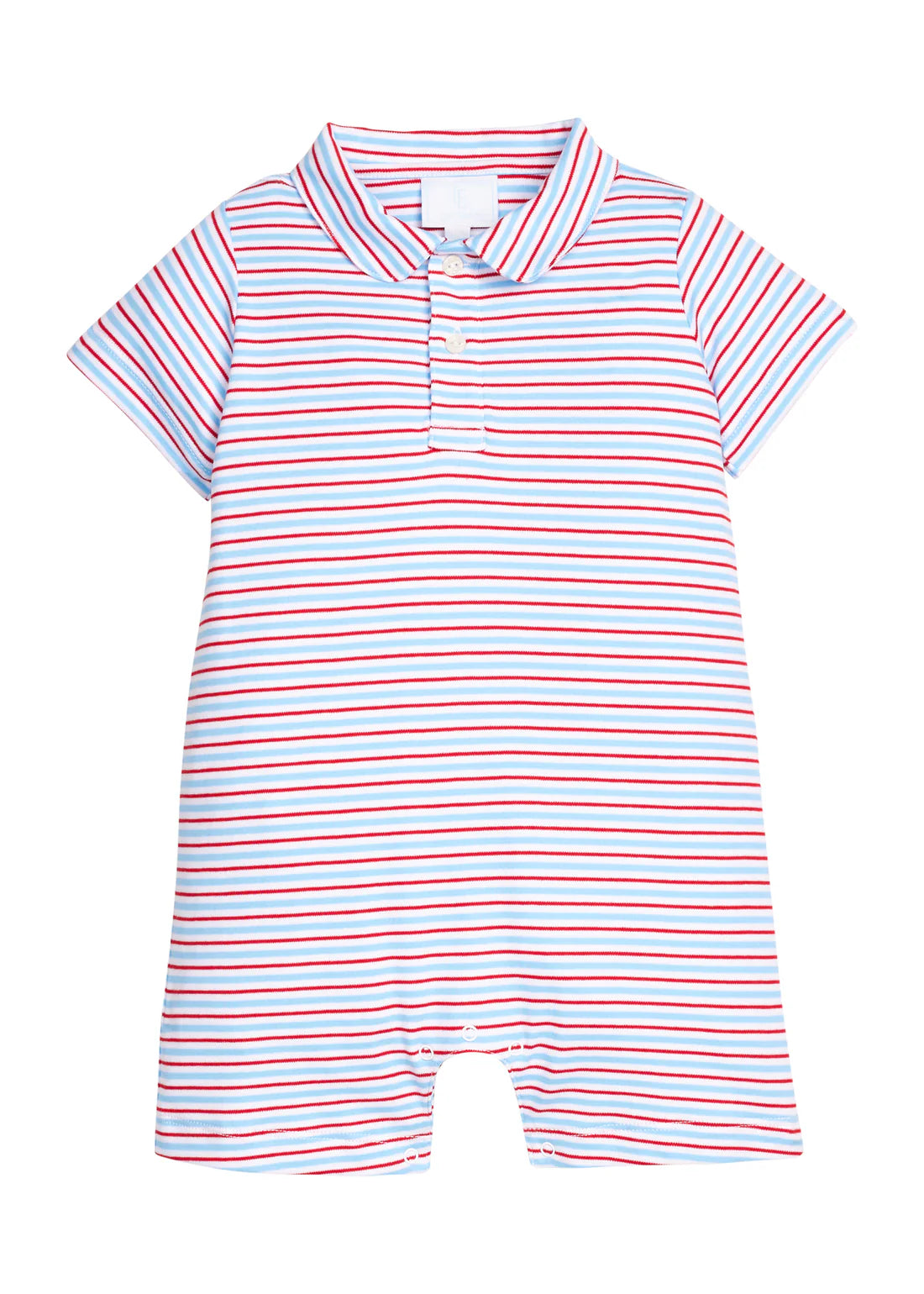 Little English Peter Pan Polo Romper- Primary Stripe