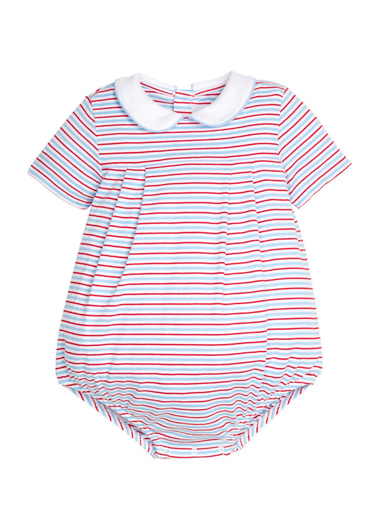 Little English Pleated Peter Pan Bubble- Primary Stripe