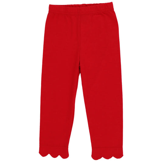 The Bailey Boys Red Scalloped Knit Leggings