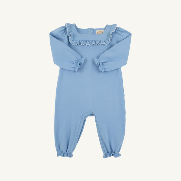 The Beaufort Bonnet Company Darla Day Romper, Sarasota Sky with Worth Avenue White