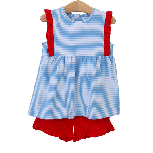 Trotter Street Short Set-Red/Blue