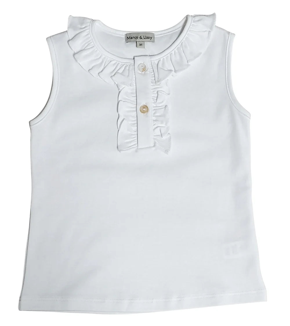 Marco & Lizzy Cherry Blossoms Solid White Pima Girl's Top