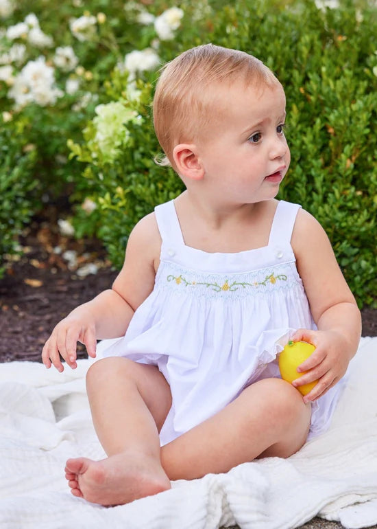 Little English Smocked Nora Bubble- Lemons