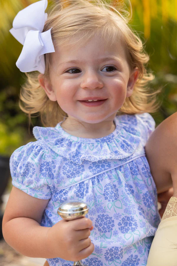 TBBC Ramona Ruffle Bubble in Handful of Hydrangeas with Worth Avenue White