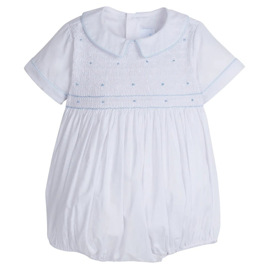 Little English Smocked Theodore Bubble - Light Blue