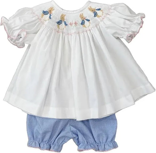 LuLu BeBe Peter Rabbit Smocked Bishop Bloomer Set