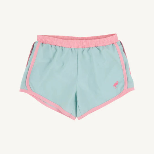 TBBC Prepletic Shimmy Shake Shorts- Old Greenwich Green with Sandpearl Pink