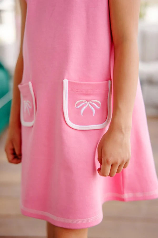 TBBC Lizzie Luxe Leisure Dress in Romany Rose with Palm Beach Pink  and Bow Appliqué