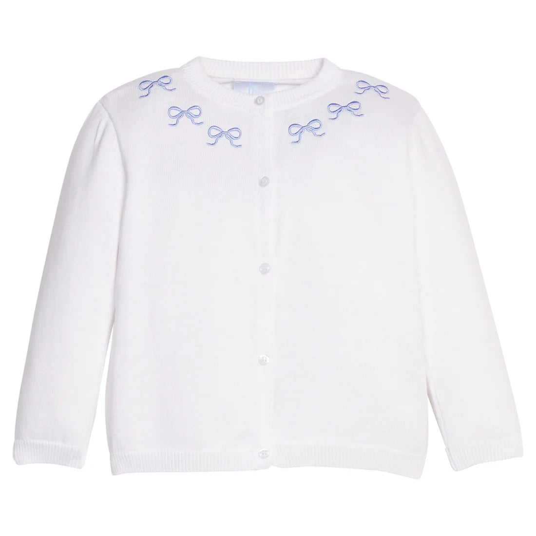 Little English Embroidered Essential Cardigan, Blue Bows
