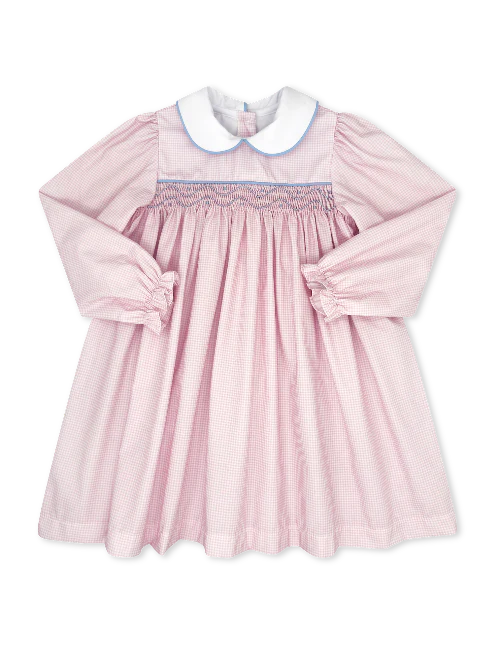Lullaby Set Michelle Dress Long Sleeve - Classic Pink Mini-gingham