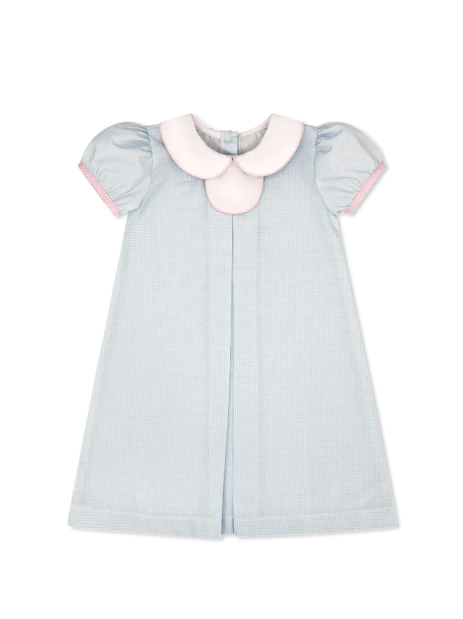 Lullaby Set Timeless Tab Dress - Baby Blue Mini-gingham