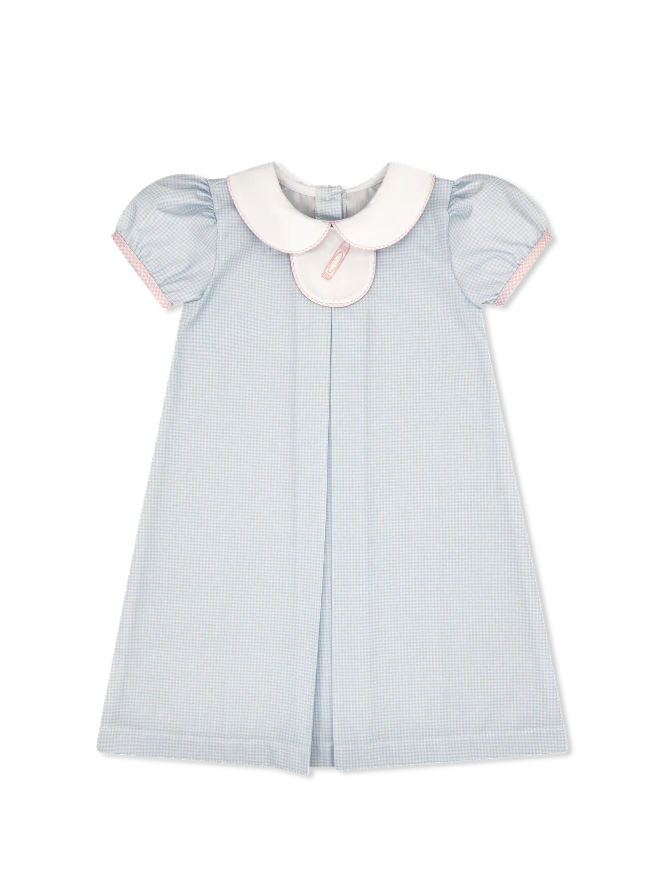 Lullaby Set Timeless Tab Dress - Baby Blue Mini-gingham