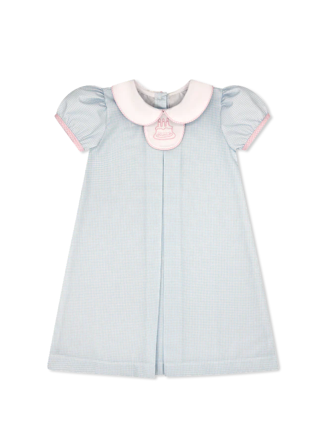 Lullaby Set Timeless Tab Dress - Baby Blue Mini-gingham