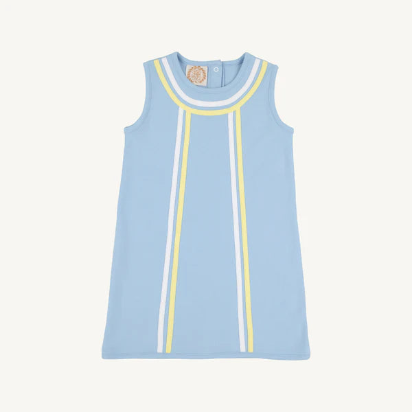 The Beaufort Bonnet Company Annie Apron Dress, Beale Street Blue with Lake Worth Yellow