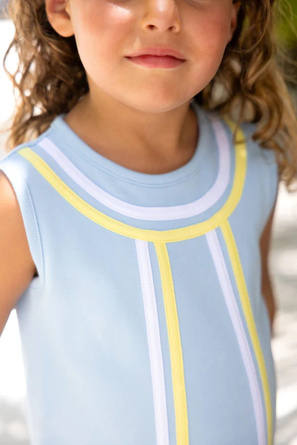 The Beaufort Bonnet Company Annie Apron Dress, Beale Street Blue with Lake Worth Yellow