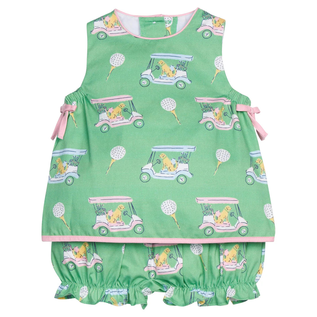 Little English Lily Bloomer Set, Pink Paws on Par