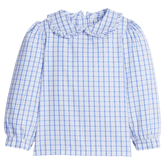 Little English Ruffled Peter Plan Blouse- Woodberry Plaid