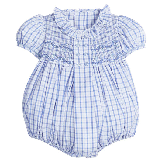 Little English Smocked Bridget Bubble- Woodberry Plaid