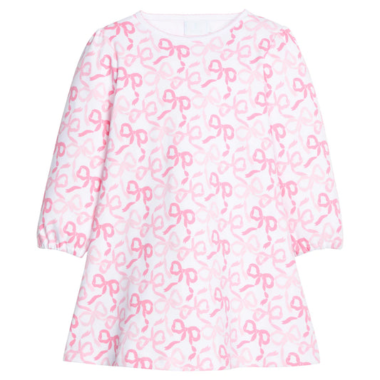 Little English Printed T-Shirt Dress- Bows and Ribbons