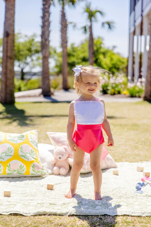 The Beaufort Bonnet Sally Sunsuit, Palm Spring Punch with Sandpearl Pink