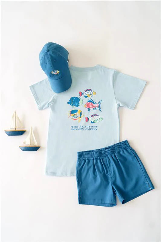 The Beaufort Bonnet Company Sir Proper’s T-shirt, Buckhead Blue with Fish