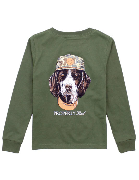 Properly Tied Boys Man’s Best Friend Long Sleeve Olive