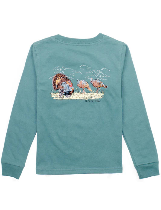 Properly Tied Boys Turkey Hunt Long Sleeve Marine Green