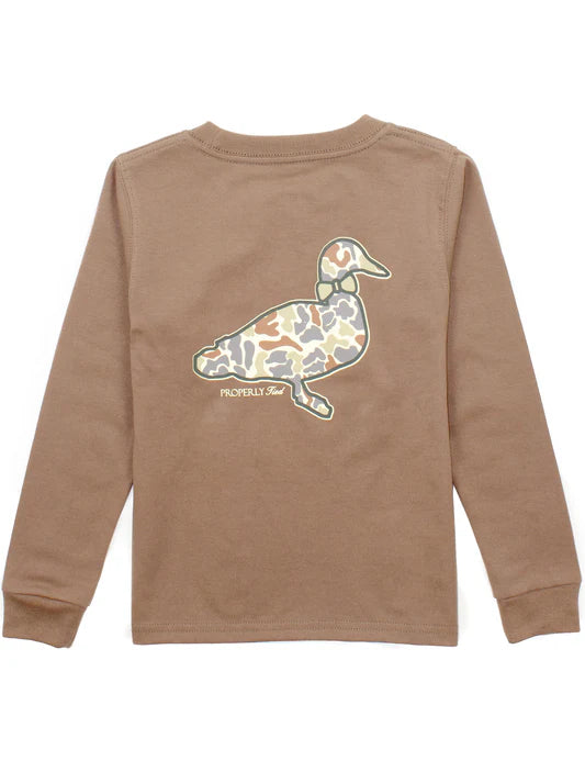 Properly Tied Boys Field Camo Logo Long Sleeve Walnut