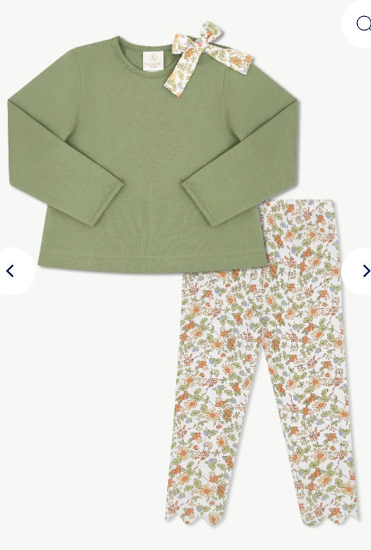 Lullaby Set Madeline Legging Set- Saybrook Sage Knit, Hearthside Floral