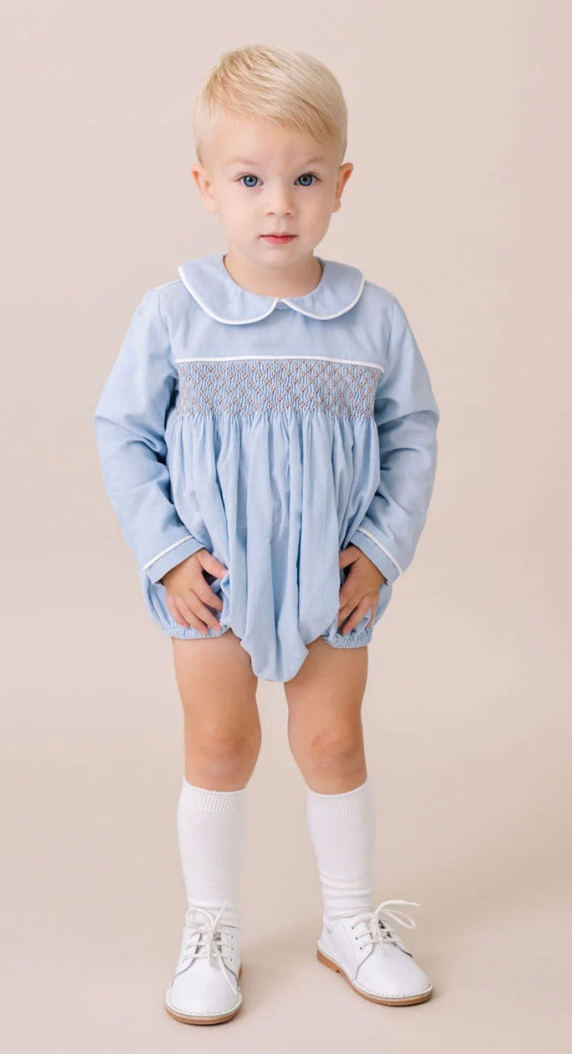 Lullaby Set Windsor Bubble Long Sleeve- Princeton Blue Corduroy