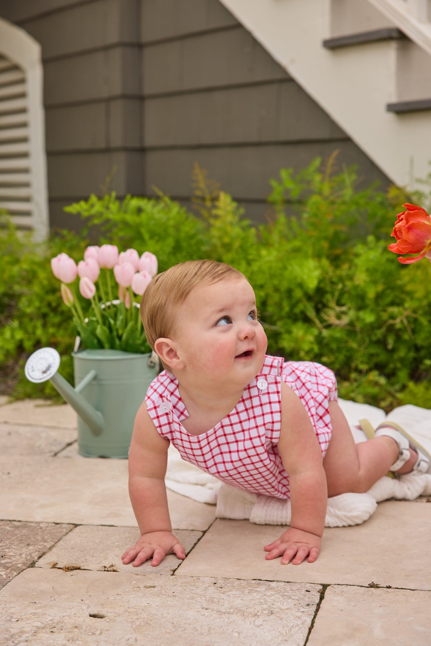Little English Louis Sunsuit Red Windowpane