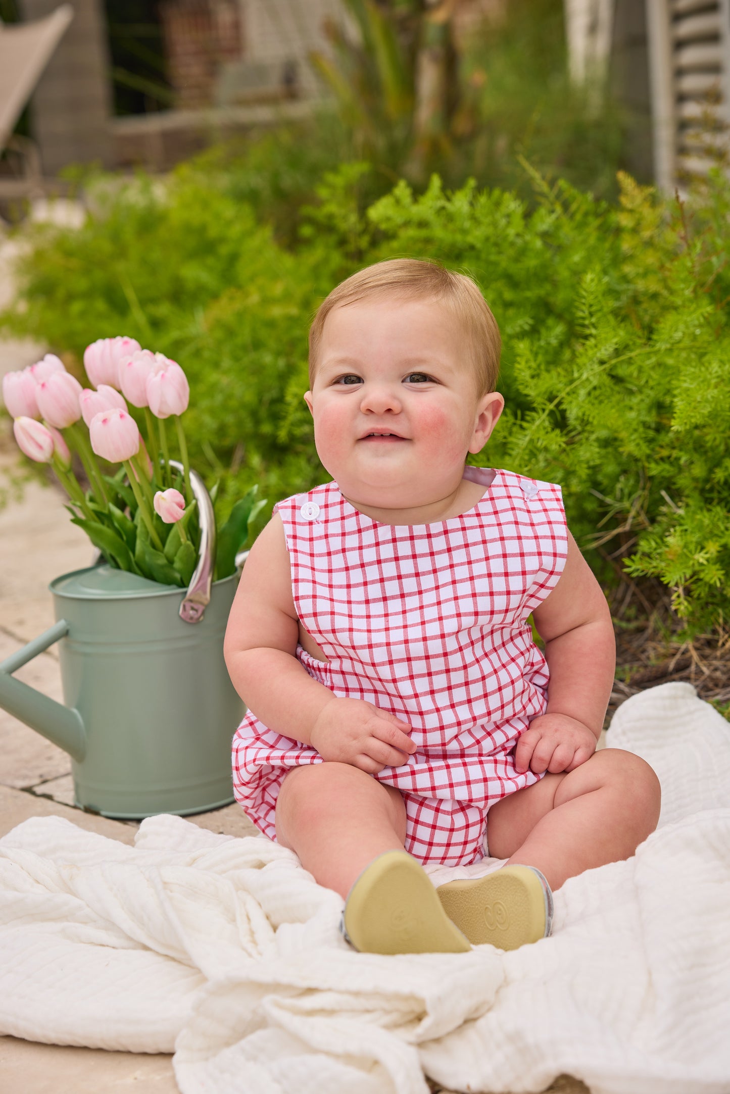 Little English Louis Sunsuit Red Windowpane